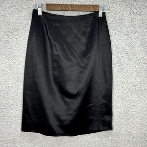 Dana Buchman Skirt Women 2P‎ Silk Black Midi Career Office Quiet Luxury Classic